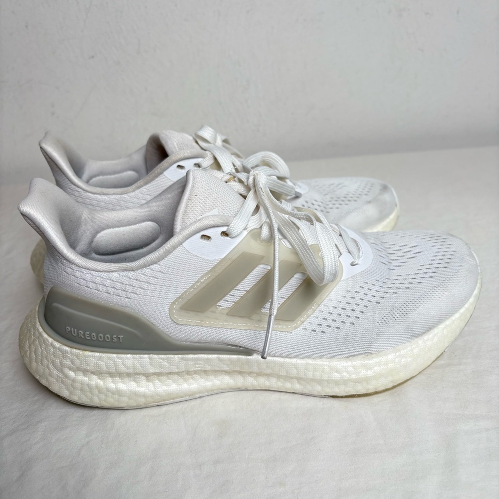 ADIDAS Powerboost White Grey Women Size 7.5 Sporty Athleisure Minimalist Neutral - Picture 13 of 13